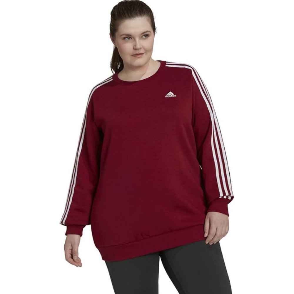 New ADIDAS Plus Size Essentials 3-Stripes Fleece Sweatshirt - Picture 1 of 9